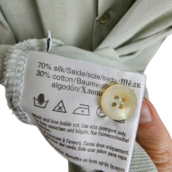 Boss Hugo Boss Shirt Men M Light Green Button Down Shirt Silk Shirt Men Golf - Picture 7 of 8